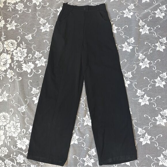 Vintage 80’s Chanel High Waisted Wide Leg Black Trousers - Picture 1 of 16